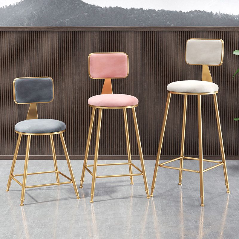 Glam Round Counter Bar Stool Upholstered Backrest Bar Stool with Footrest Clearhalo 'Bar Furniture' 'Bar Stools' 'bar_stools' 'furn' 'furn_bar_stools' 'furniture_bar_stools' 'Kitchen & Dining Furniture' 'kitchen&dining_furn' 'kitchen' 'kitchen_furn' Furniture' 1200x1200_01af4d3b-323f-438f-a17e-f3dd6e838d8e