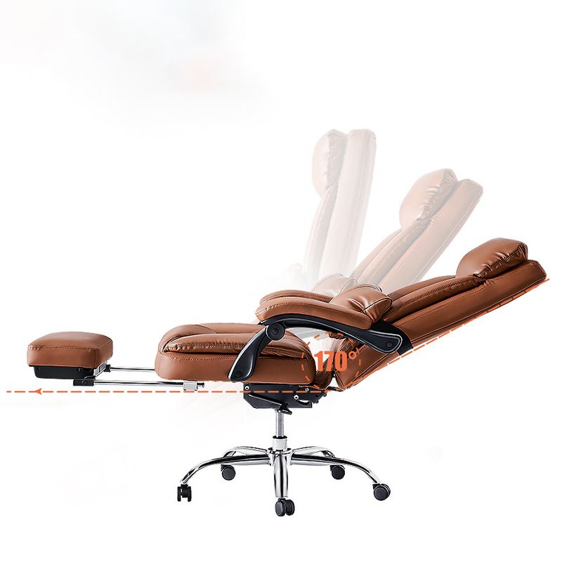 Silla de escritorio moderna Silla de cuero para computadora Silla con respaldo alto en marrón