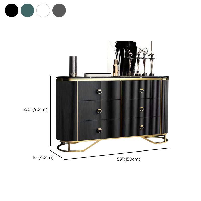 Commode en pierre de coffre de rangement Glam classique de 15,6 pouces de largeur avec 6 tiroirs