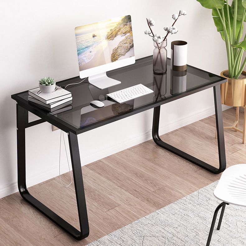 Modern Glass Top Office Desk 28.54" Tall Rectangular Writing Desk Clearhalo 'furn' 'furn_office_desk' 'Furniture' 'Office Desks' 'Office Furniture' 'office_desk' 1200x1200_01b4a8a7-bff9-4609-a360-46b3a1f5a361