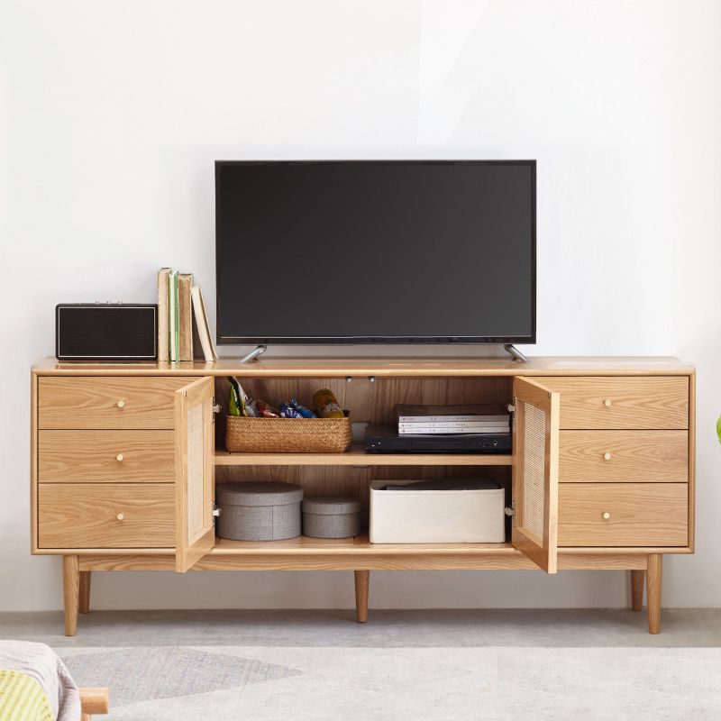 Scandinavian TV Stand Console with Wooden Shelf for Living Room Clearhalo 'furn' 'furn_tv_stands_entertainment_centers' 'Furniture' 'Living Room Furniture' 'TV Stands & Entertainment Centers' 'TV Stands & Media Storage Furniture' 'tv_stands_entertainment_centers' 1200x1200_01b741c7-f6d3-4133-9f6a-128d6e243c21