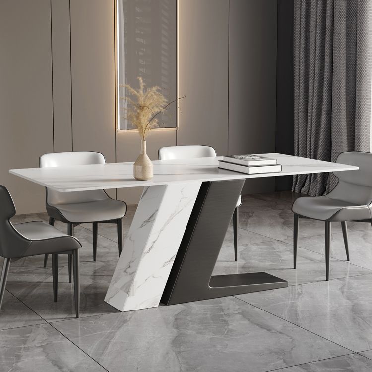 Luxury Sintered Stone Dining Table Rectangle White Table with Double Pedestal Base Clearhalo ' dining_table' 'Dining Tables & Seating' 'Dining Tables' 'furn' 'furn_dining_table' 'Furniture' 'furniture_dining_table' 'Kitchen & Dining Furniture' 'kitchen&dining_furn' 'kitchen' 'kitchen_dining_table' 1200x1200_01b78f8f-0716-4edb-805c-99251bd8d7ba