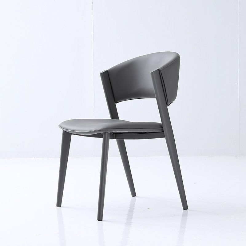Contemporary Gray Dining Accent Chair Faux Leather Dining Side Chair