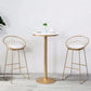 Industrial Round Pub Table Set 1/3 Pieces White and Gold Bar Table Set