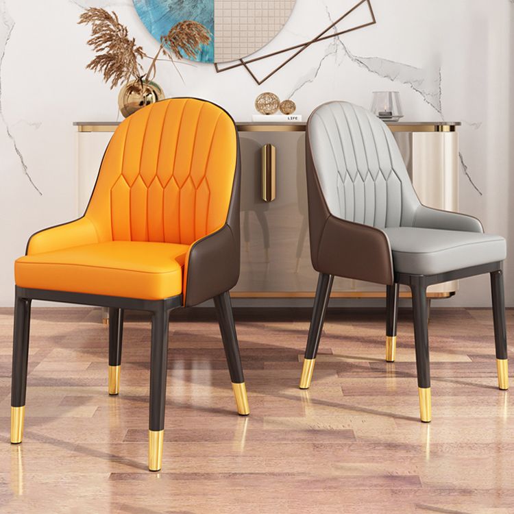Glam Metal Dining Room Chairs Upholstered Fabric Faux Leather Armchairs Clearhalo ' kitchen&dining_furn' 'Dining Chairs' 'Dining Tables & Seating' 'dining_chair' 'furn' 'furn_dining_chair' 'Furniture' 'furniture_dining_chair' 'Kitchen & Dining Furniture' 'kitchen' 1200x1200_01ba6224-c792-4e12-bba4-614149ef8054
