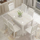 Contemporary Style Marble Dining Set with White Fixed Table and 4 Legs Base for Home Use Clearhalo 'Dining Room Sets' 'Dining Tables & Seating' 'dining_room_set' 'furn' 'furn_dining_room_set' 'Furniture' 'furniture_dining_room_set' 'Kitchen & Dining Furniture' 'kitchen&dining_furn' 'kitchen' 1200x1200_01bd26d3-b900-4fbd-ad3f-0df18d5490fa