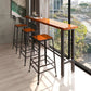 Solid Wood Dining Stool Modern Bar Stool with Black Metal Base