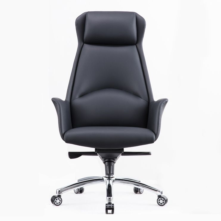 Contemporary Chair Black Leather Adjustable Seat Height Office Chair Clearhalo 'furn' 'furn_office_chair' 'Furniture' 'Office Chairs' 'Office Furniture' 'office_chair' 1200x1200_01bdf427-3083-47e9-8bc5-3aa0a65276fc