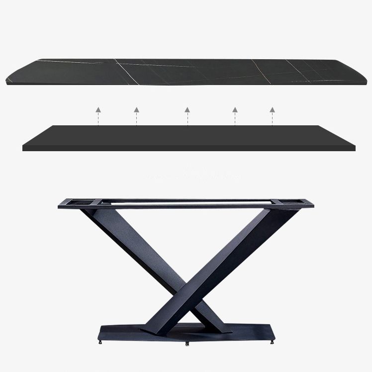 Minimalist Sintered Stone Dining Room Set Fixed Dining Set with Rectangle Table for Home Use Clearhalo 'Dining Room Sets' 'Dining Tables & Seating' 'dining_room_set' 'furn' 'furn_dining_room_set' 'Furniture' 'furniture_dining_room_set' 'Kitchen & Dining Furniture' 'kitchen&dining_furn' 'kitchen' 1200x1200_01beda24-7862-45e7-a7fb-d5632a611cff