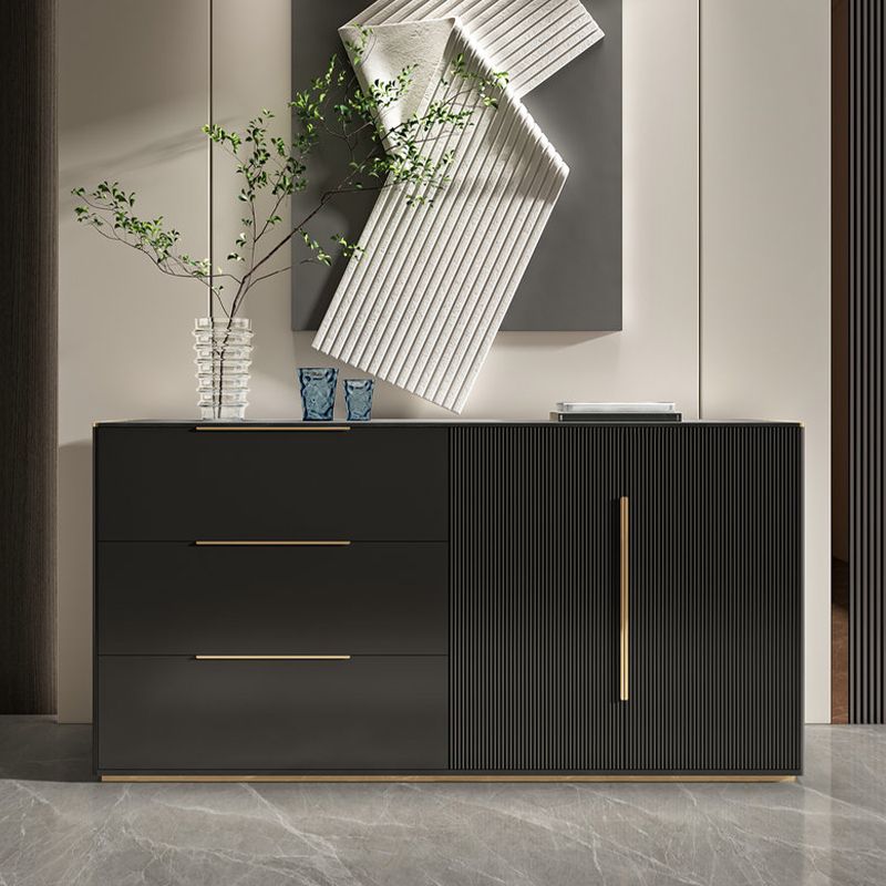 Stegno a buffet in pietra in stile glam Black boxet ingegnerizzato in legno con 3 disegni