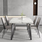 White Modern Rectangular Stone Dining Table with Stainless Steel Base Clearhalo 'Dining Tables & Seating' 'Dining Tables' 'dining_table' 'furn' 'furn_dining_table' 'Furniture' 'Kitchen & Dining Furniture' 1200x1200_01c017a5-281d-4cf4-a5d6-53632836a407