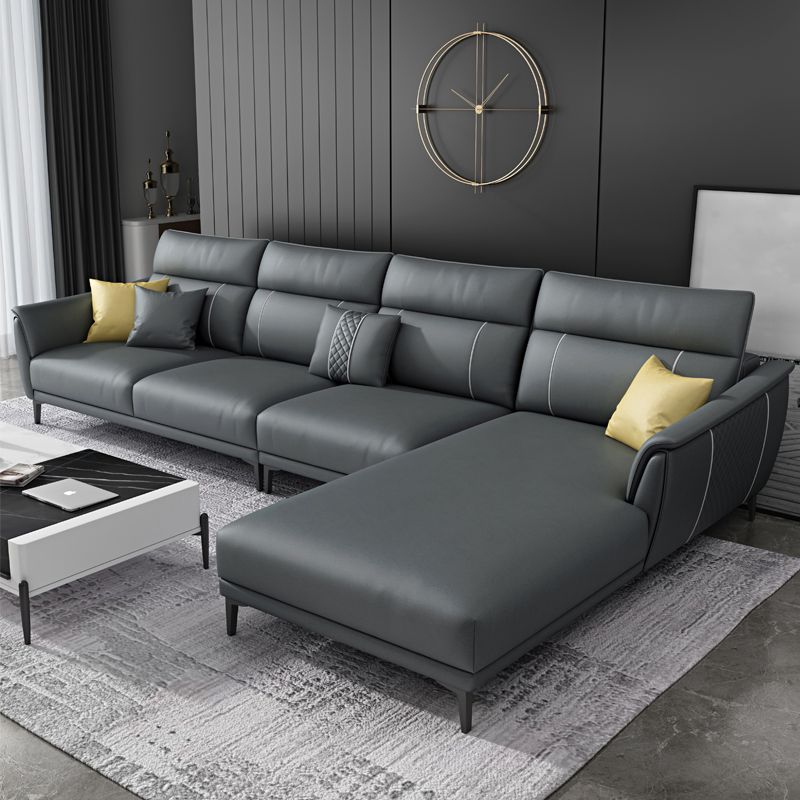 Contemporary Modular Sectional with Pillowed Back Cushions for Four People Clearhalo 'furn' 'furn_sectionals' 'Furniture' 'furniture_sectionals' 'kitchen' 'kitchen_sectionals' 'Living Room Furniture' 'Sectionals' 1200x1200_01c1bbc7-4275-4081-83d7-658521034d92