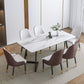 Glam Iron Dinette Set 1/2/4/5/7 Pieces Rectangle Sintered Stone Top Dining Table Set