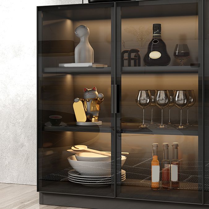 Contemporary Style Sideboard Wood Glass Doors Side Board with Cabinets Clearhalo 'buffet_sideboard' 'Buffets & Sideboards' 'furn' 'furn_buffet_sideboard' 'Furniture' 'Kitchen & Dining Furniture' 1200x1200_01c2ff80-2198-4dab-a719-62184e93bf86