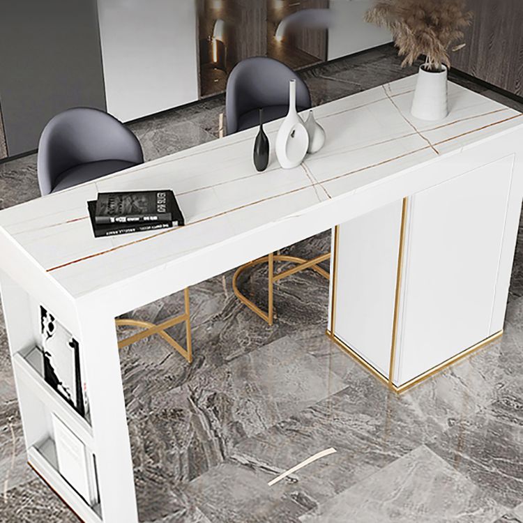 Stone Top Bar Stool Table Glam Style Rectangle Pub Table with Storage Clearhalo 'Bar Furniture' 'Bar Tables' 'bar_tables' 'furn' 'furn_bar_tables' 'Furniture' 'Kitchen & Dining Furniture' 1200x1200_01c4e33d-8928-4a1a-be07-d5a7b4e9e796