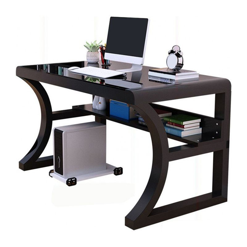 Glass Top Rectangular Gaming Desk 29.53 Inch Tall Sled Base Computer Desk Clearhalo 'furn' 'furn_office_desk' 'Furniture' 'Office Desks' 'Office Furniture' 'office_desk' 1200x1200_01c575d0-182e-4031-b8e6-b66137256f31