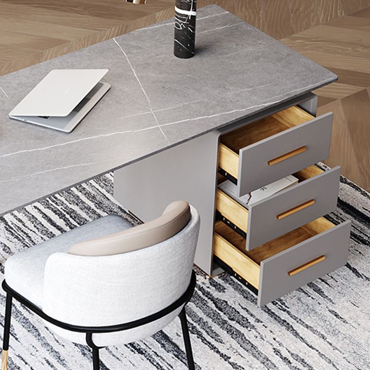 Glam 3-drawer Office Desk Rectangular Sintered Stone Home Desk Clearhalo 'furn' 'furn_office_desk' 'Furniture' 'furniture_office_desk' 'Office Desks' 'Office Furniture' 'office_desk' 1200x1200_01c5a4b2-fd4c-4a85-9e58-fa07a2136585