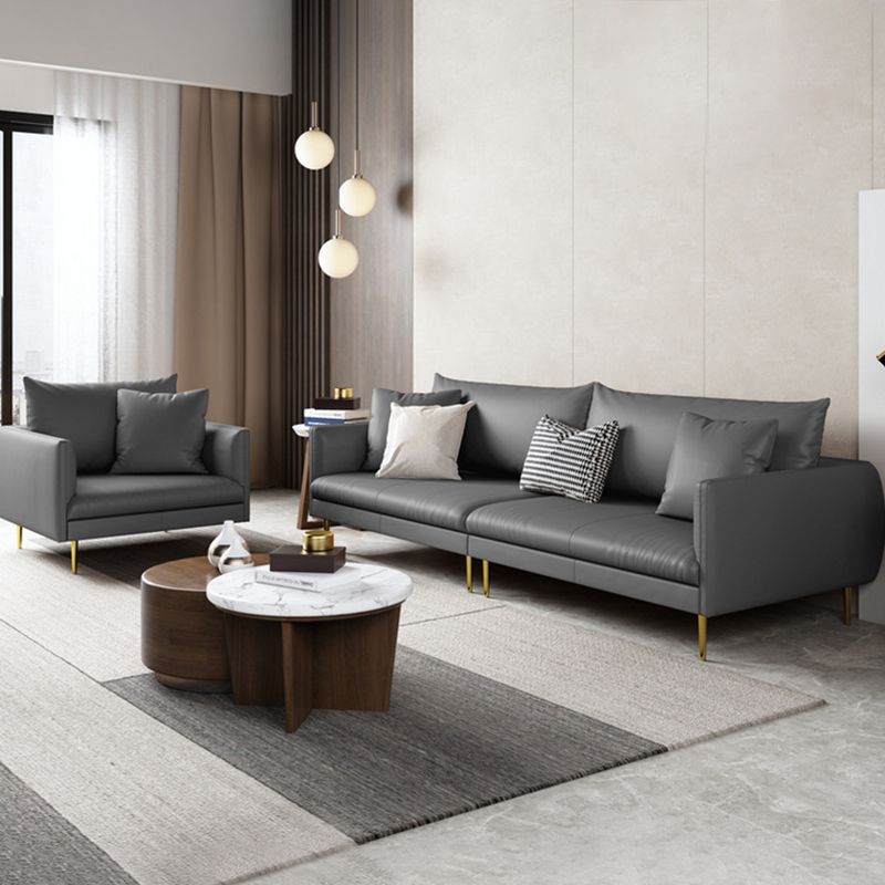 Divano a braccio quadrato di divano in pelle stazionaria Standard Glam divano per soggiorno