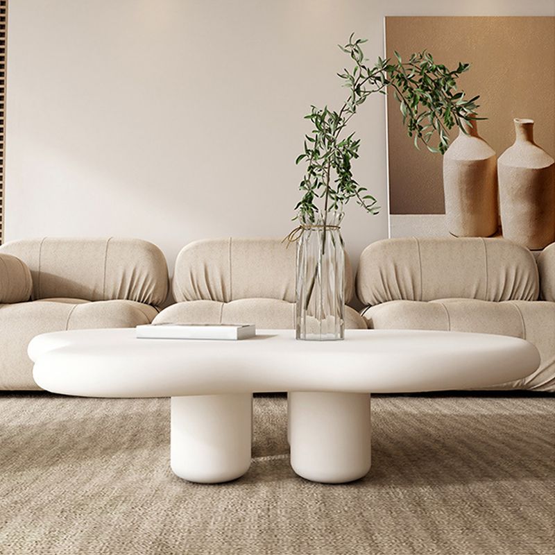 Scandinavian Coffee Table 4 Legs & Free form Wooden in White Clearhalo 'Coffee & Accent Tables' 'Coffee Tables' 'coffee_tables' 'furn' 'furn_coffee_tables' 'Furniture' 'Living Room Furniture' 1200x1200_01c63c66-b82c-4d2f-adce-4a9e8fb10f7d