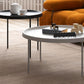 Table basse à plateau rond en acier moderne du milieu du siècle, table de cocktail à 4 pieds