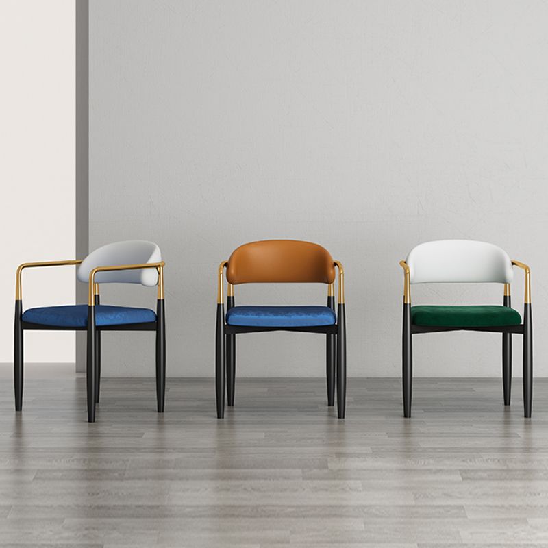 Contemporary Style Kitchen Metal Dining Chairs Open Back Dining Arm Side Chairs Clearhalo ' kitchen&dining_furn' 'Dining Chairs' 'Dining Tables & Seating' 'dining_chair' 'furn' 'furn_dining_chair' 'Furniture' 'furniture_dining_chair' 'Kitchen & Dining Furniture' 'kitchen' 1200x1200_01ca99f7-632e-48b3-a438-b9b231b079ea