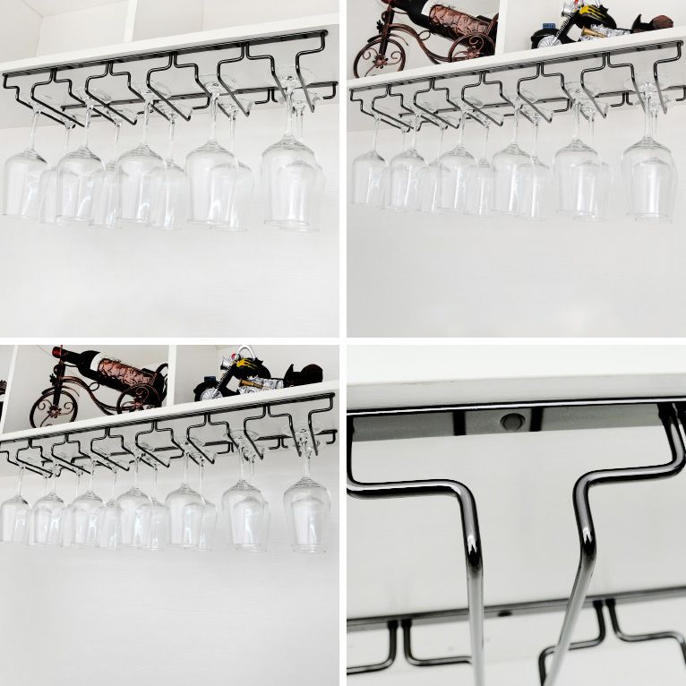 Contemporary Hanging Glass & Stemware Holder Stainless Steel Glass Rack in Black Clearhalo 'furn' 'furn_wine_racks' 'Furniture' 'Kitchen & Dining Furniture' 'Wine Racks' 'wine_racks' 1200x1200_01cb2337-1a60-4bea-a03f-981ca7c5f1e4