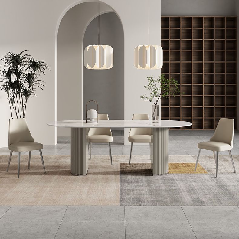 Contemporary 1/2/5/7 Pieces Dining Room Table Set Oval Shape Dining Table Set with Chair Clearhalo 'Dining Room Sets' 'Dining Tables & Seating' 'dining_room_set' 'furn' 'furn_dining_room_set' 'Furniture' 'furniture_dining_room_set' 'Kitchen & Dining Furniture' 'kitchen&dining_furn' 'kitchen' 1200x1200_01cc1cd4-c9db-48da-88e9-221be0961138