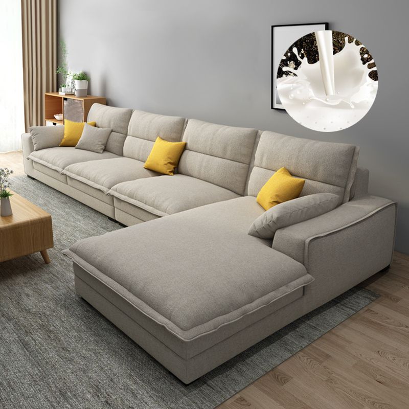 Contemporary Removable Cushions Slipcovered Sofa with Reversible Chaise Clearhalo 'furn' 'furn_sectionals' 'Furniture' 'furniture_sectionals' 'kitchen' 'kitchen_sectionals' 'Living Room Furniture' 'Sectionals' 1200x1200_01ccc36a-aa4d-4b54-ade2-c36fcd622021