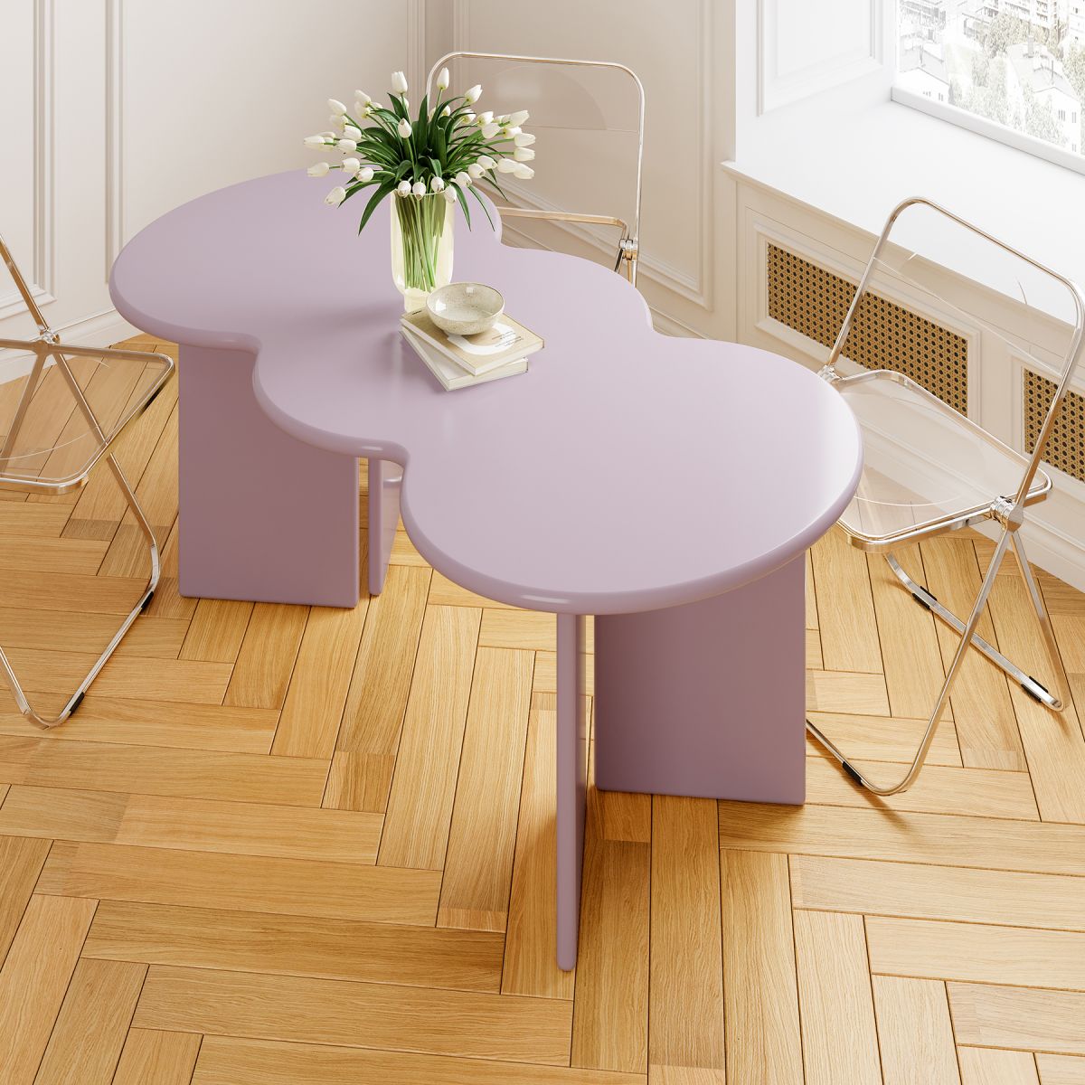 Free Form Solid Wood Dining Table Double Pedestal Furniture in Matte Finish Clearhalo 'Dining Tables & Seating' 'Dining Tables' 'dining_table' 'furn' 'furn_dining_table' 'Furniture' 'furniture_dining_table' 'Kitchen & Dining Furniture' 'kitchen' 'kitchen_dining_table' 1200x1200_01cd45ca-1076-403b-8057-570b29ef4afe