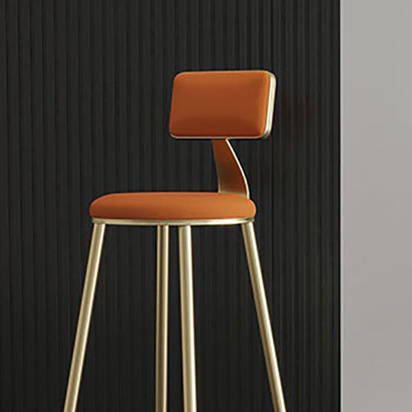 Contemporary Low Back Barstools Round Bar Stool with Metal Legs