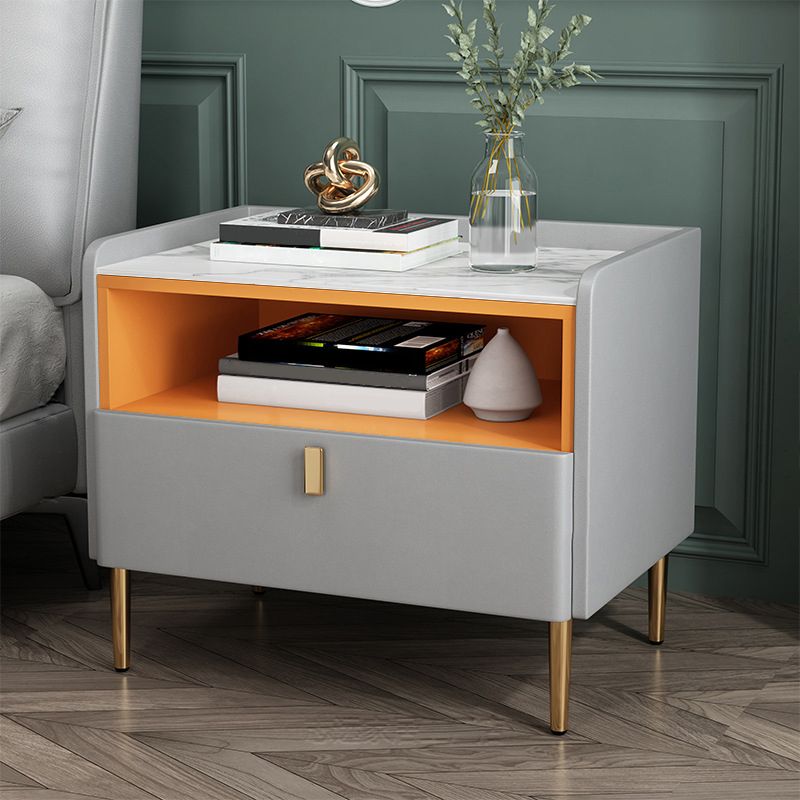 1 la houten nachtkastje 16 "W leisteen bovenste nachttafel voor slaapkamer