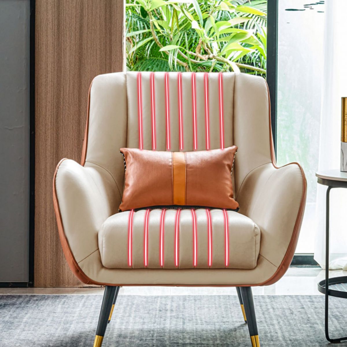 Leather Lounge Chair Arms Included Lounge Accent Chair for Living Room