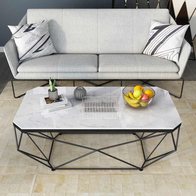 フレームベース長方形のモダンスタイルのロックプレートテーブルプレートメタルボトムフレームコーヒーテーブル