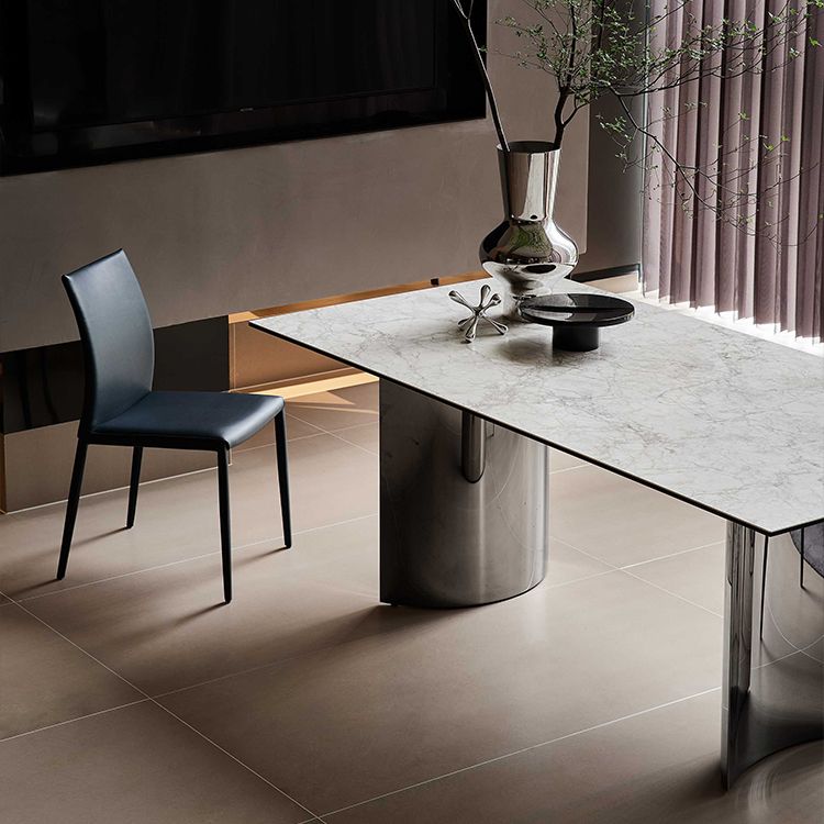 Metal Traditional Luxury Rectangle Table White Sintered Stone Table for Kitchen and Dining Room Clearhalo ' dining_table' 'Dining Tables & Seating' 'Dining Tables' 'furn' 'furn_dining_table' 'Furniture' 'furniture_dining_table' 'Kitchen & Dining Furniture' 'kitchen&dining_furn' 'kitchen' 'kitchen_dining_table' 1200x1200_01d8c52e-e317-42b5-834b-0d5364563313