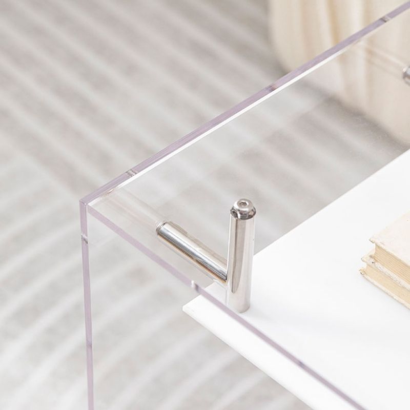 Plastic Rectangular End Table Double Tier Corner Table with Storage Clearhalo 'Coffee & Accent Tables' 'End & Side Tables' 'end_side_tables' 'furn' 'furn_end_side_tables' 'Furniture' 'Living Room Furniture' 1200x1200_01db6995-ef1c-467a-9768-1ec24f99a109