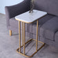 23.62" Tall Marble Top Side Accent Table Metal Frame End Table