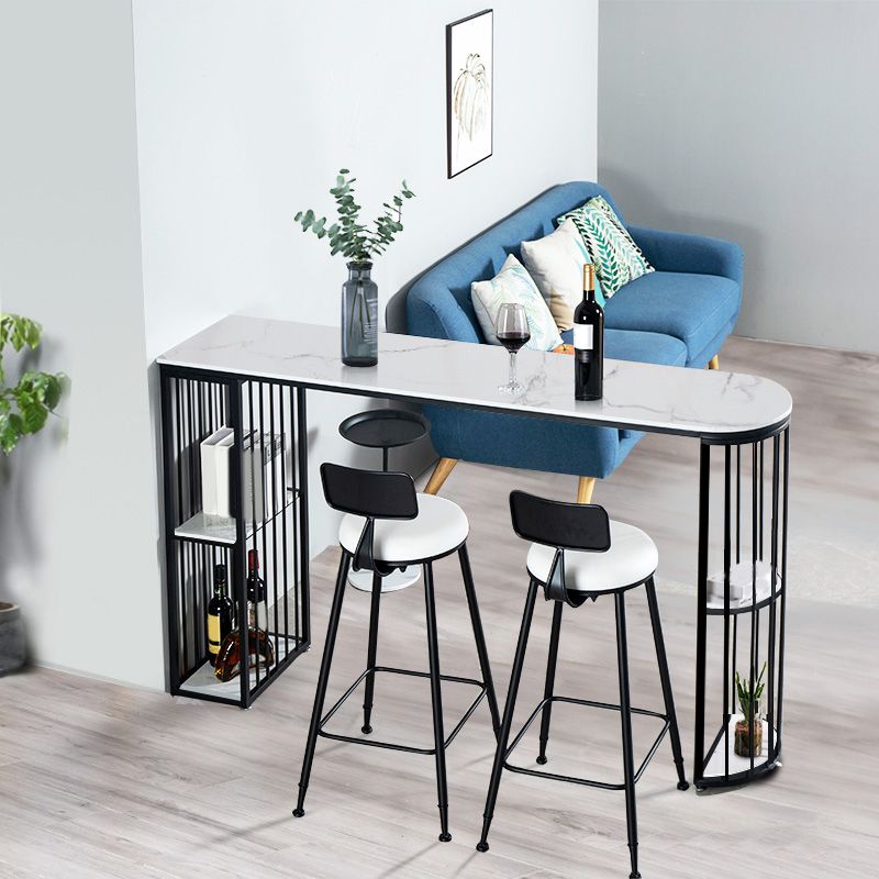 Glam Style Bar Bistro Set 1/3 Pieces Stone Bar-Height Bar table with Upholstered Stools Clearhalo 'Bar Furniture' 'furn' 'furn_home_bar_bar_sets' 'Furniture' 'Home Bars & Bar Sets' 'home_bar_bar_sets' 'Kitchen & Dining Furniture' 1200x1200_01dbdd06-6d31-4d42-bedc-8347ecea00b9