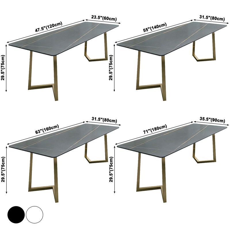Rectangle Double Pedestal Glam Dining Table Two-Color Fixed Table of Sintered Stone Clearhalo ' dining_table' 'Dining Tables & Seating' 'Dining Tables' 'furn' 'furn_dining_table' 'Furniture' 'furniture_dining_table' 'Kitchen & Dining Furniture' 'kitchen&dining_furn' 'kitchen' 'kitchen_dining_table' 1200x1200_01dc176f-c5c4-48eb-93cd-97c81b0feed5