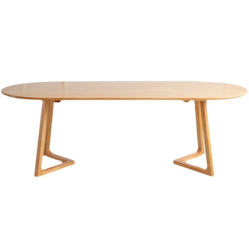 Modern Oval Pine Wood Dining Table Wood Base Home Dining Table Clearhalo 'Dining Tables & Seating' 'Dining Tables' 'dining_table' 'furn' 'furn_dining_table' 'Furniture' 'Kitchen & Dining Furniture' 1200x1200_01dc81da-c150-4d81-a412-d5b439ff25ac