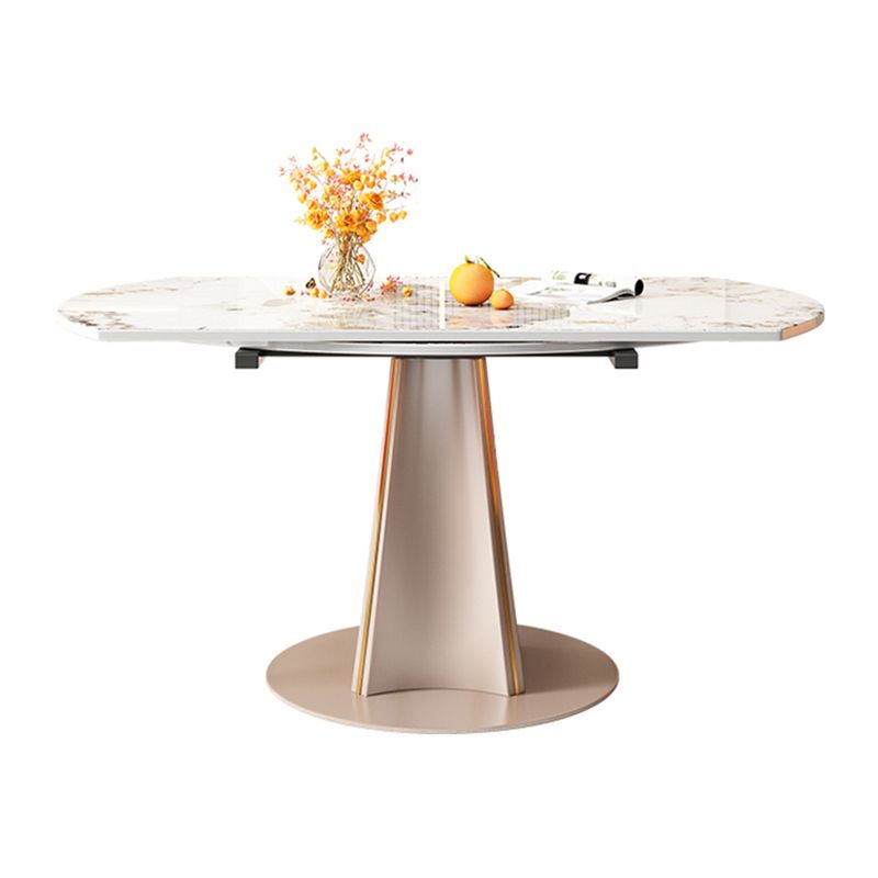 Table de salle à manger rectangulaire, plateau de table moderne en pierre avec pieds en métal doré