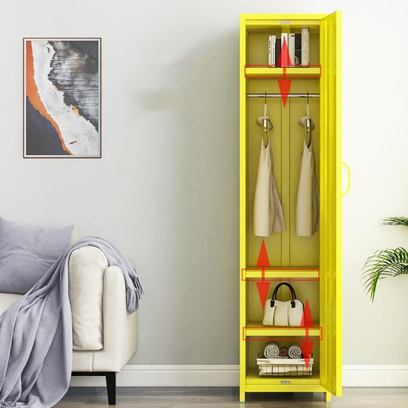 White Steel Wardrobe Cabinet with Adjustable Shelves Modern Wardrobe Closet Clearhalo 'Armoires & Wardrobes' 'armoires_wardrobes' 'Bedroom Furniture' 'furn' 'furn_armoires_wardrobes' 'Furniture' 1200x1200_01dfb41a-85aa-4485-9c9f-c954311507c1