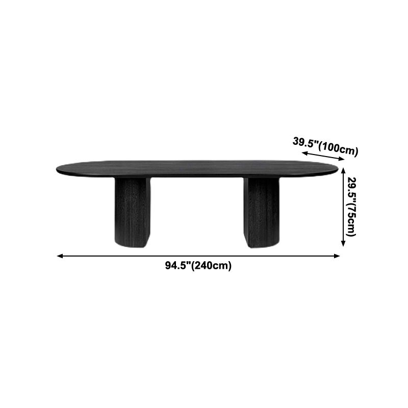 Oval Double Pedestal Dining Table Contemporary Style Solid Wood Furniture Clearhalo ' dining_table' 'Dining Tables & Seating' 'Dining Tables' 'furn' 'furn_dining_table' 'Furniture' 'furniture_dining_table' 'Kitchen & Dining Furniture' 'kitchen&dining_furn' 'kitchen' 'kitchen_dining_table' 1200x1200_01e01adf-8796-4a02-b3c7-9271236e130c