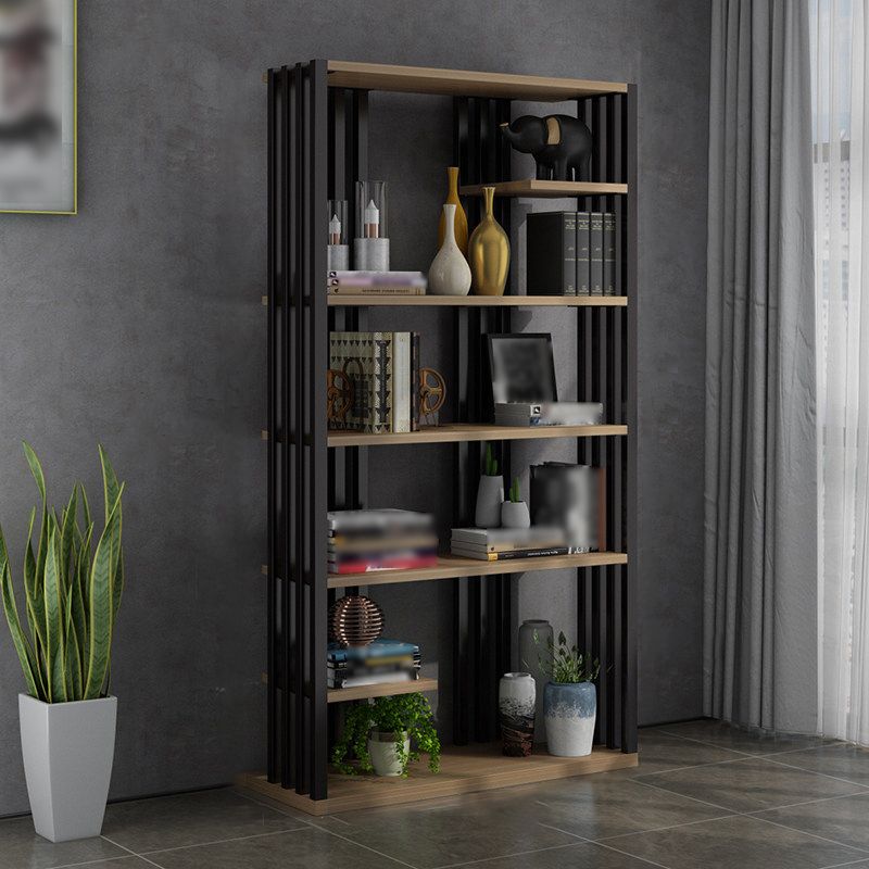 Industrial Style Bookshelf Open Shelf Vertical Metal Shelf with Rectangular Shelves Clearhalo 'Bookcases' 'Furniture' 'furniture_bookcases' 'kitchen' 'kitchen_bookcases' 'Living Room Furniture' 'Office Furniture' 1200x1200_01e424cf-e90e-4a63-b4be-8df14c7298e2