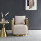 Glam Arm Chair Solid Color Pillow Back Gold Base Arms Included Armchair