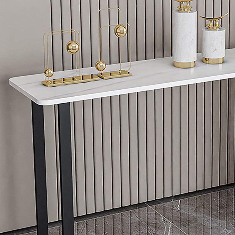 Tabella dell'accento base di ferro 31,5 "h con top di pietra rettangolo per sala