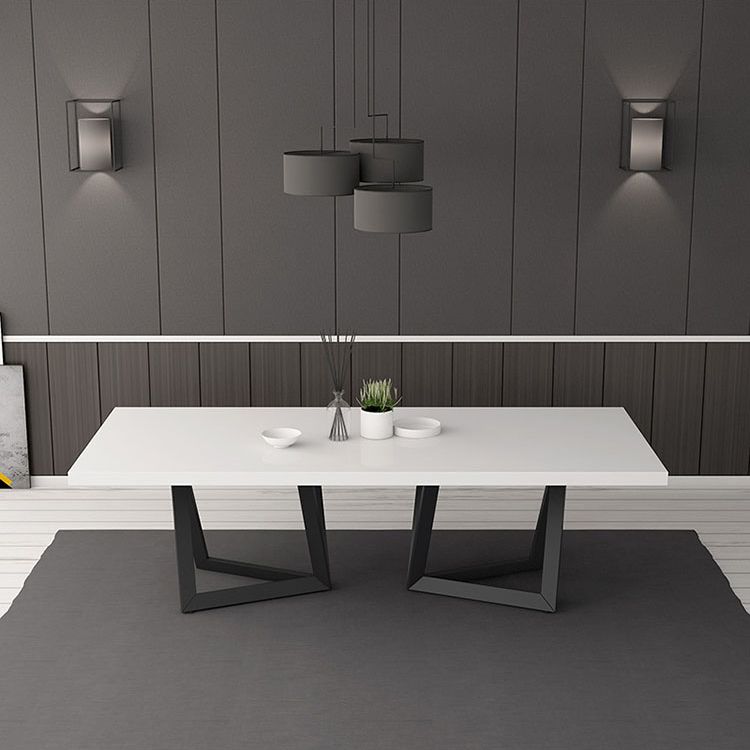 Rectangle Industrial Style Dining Table White Top Fixed Table with Solid Wood Clearhalo ' dining_table' 'Dining Tables & Seating' 'Dining Tables' 'furn' 'furn_dining_table' 'Furniture' 'furniture_dining_table' 'Kitchen & Dining Furniture' 'kitchen&dining_furn' 'kitchen' 'kitchen_dining_table' 1200x1200_01e8a5f9-877a-407f-88f3-2c13dae9f208