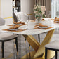 Traditional Luxury Rectangle Dining Table Sintered Stone Table with Gold Pedestal Base Clearhalo ' dining_table' 'Dining Tables & Seating' 'Dining Tables' 'furn' 'furn_dining_table' 'Furniture' 'furniture_dining_table' 'Kitchen & Dining Furniture' 'kitchen&dining_furn' 'kitchen' 'kitchen_dining_table' 1200x1200_01e8aeac-ca30-4d63-8540-e8fdf2f18143