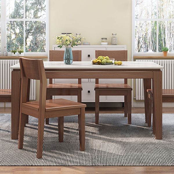 Mid-Century Modern Dining Table Sintered Stone Top Dining Table with Wooden Base for Kitchen Clearhalo ' dining_table' 'Dining Tables & Seating' 'Dining Tables' 'furn' 'furn_dining_table' 'Furniture' 'furniture_dining_table' 'Kitchen & Dining Furniture' 'kitchen&dining_furn' 'kitchen' 'kitchen_dining_table' 1200x1200_01e96b01-6d2e-4092-b329-b9191c3e8848