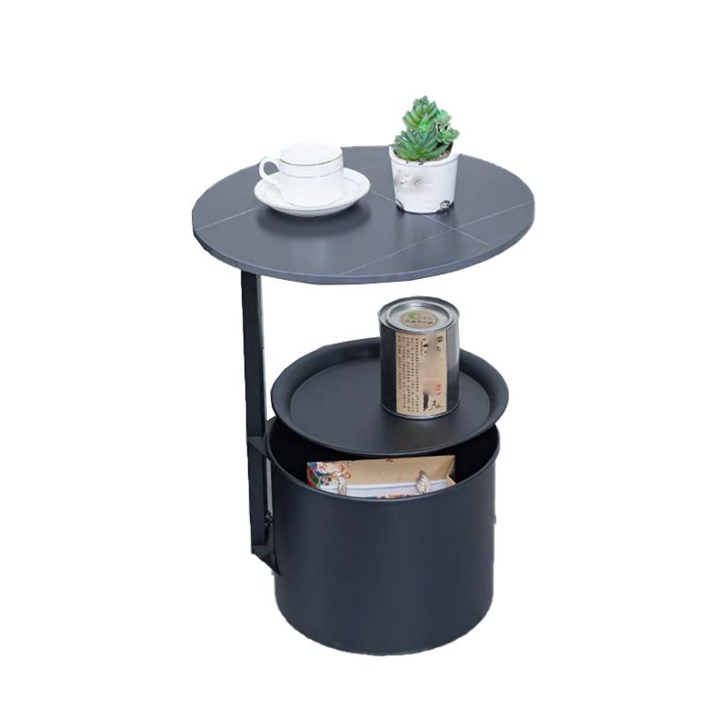 Table d'appoint rond moderne à rond / fer 22 "Table d'extrémité abstraite de haut avec stockage