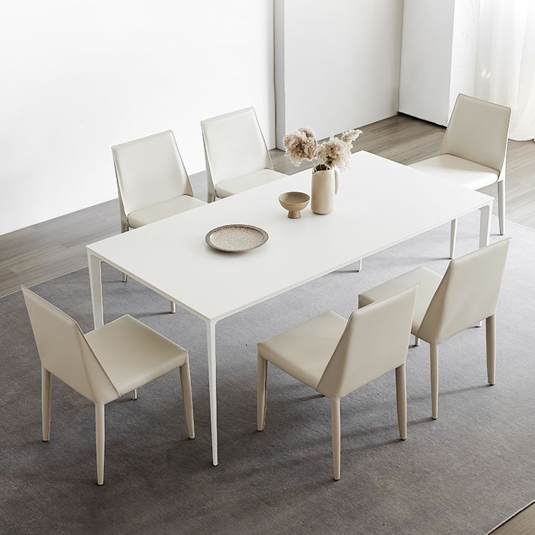 Modern Sintered Stone Table Set of 5/7 with Rectangle Table Dining Set with White Chairs Clearhalo 'Dining Room Sets' 'Dining Tables & Seating' 'dining_room_set' 'furn' 'furn_dining_room_set' 'Furniture' 'furniture_dining_room_set' 'Kitchen & Dining Furniture' 'kitchen&dining_furn' 'kitchen' 1200x1200_01eb34e1-d677-432d-9b19-47f679236382